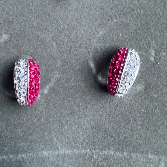 Nolan Miller Vintage Red and Silver crystal Earrings - Picture 1 of 4